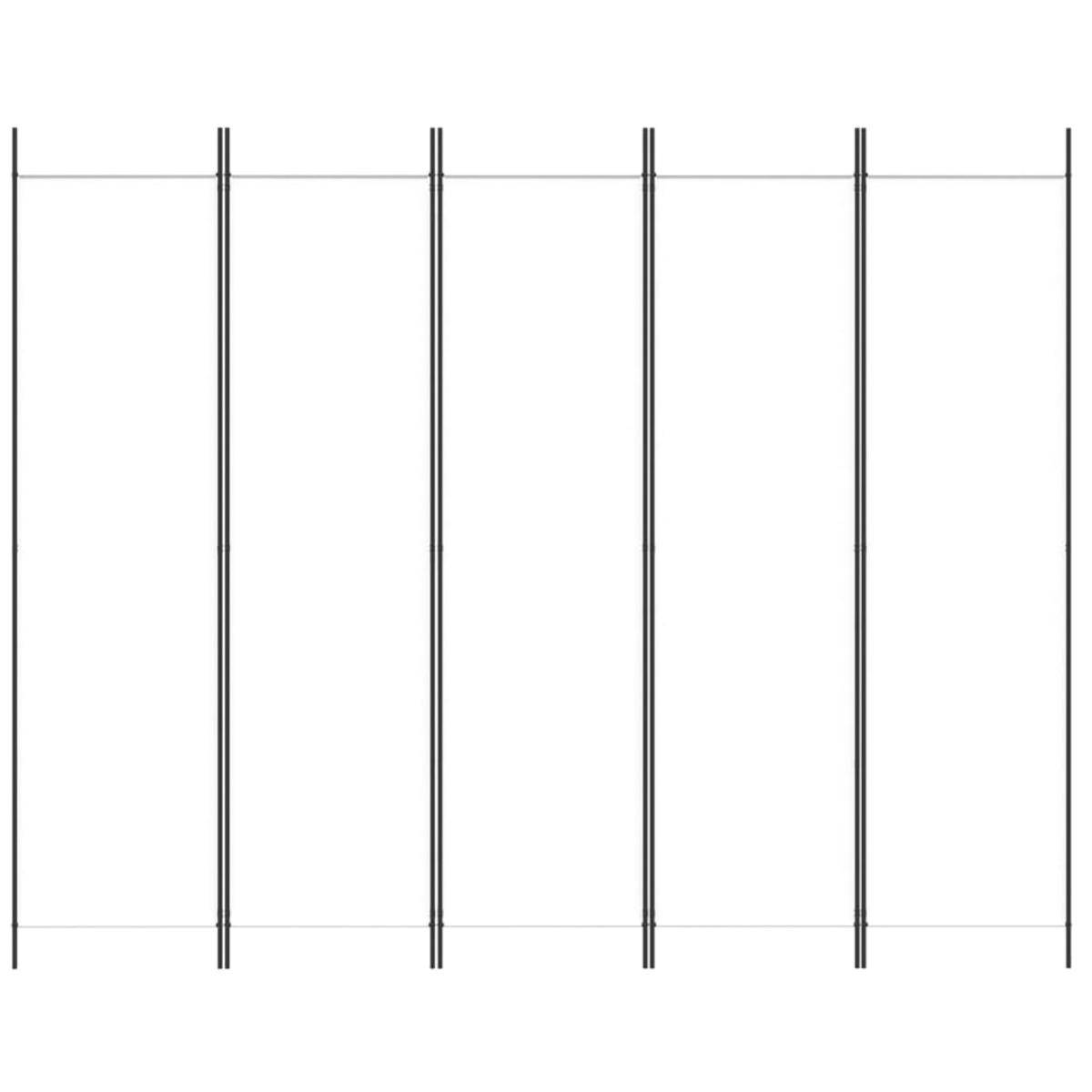 Biombo divisor de 5 paneles de tela blanco 250x200 cm