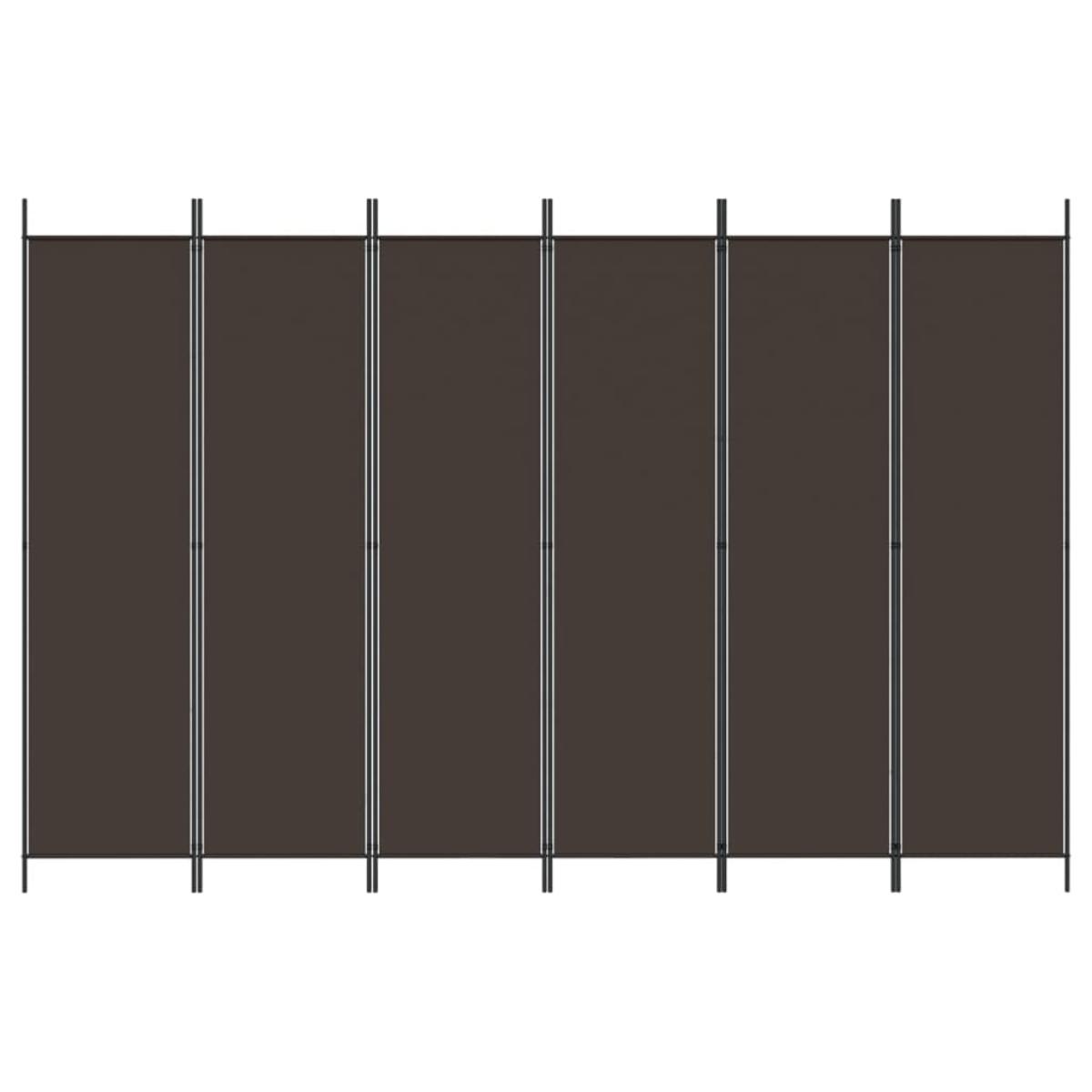 Biombo divisor de 6 paneles de tela marrón 300x200 cm