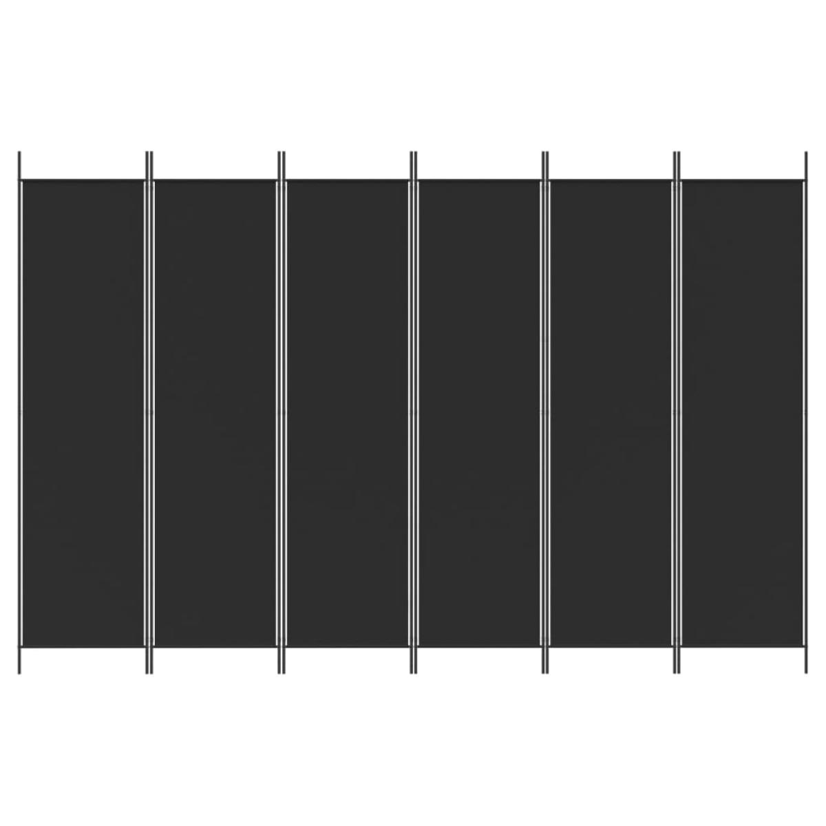 Biombo divisor de 6 paneles de tela negro 300x200 cm
