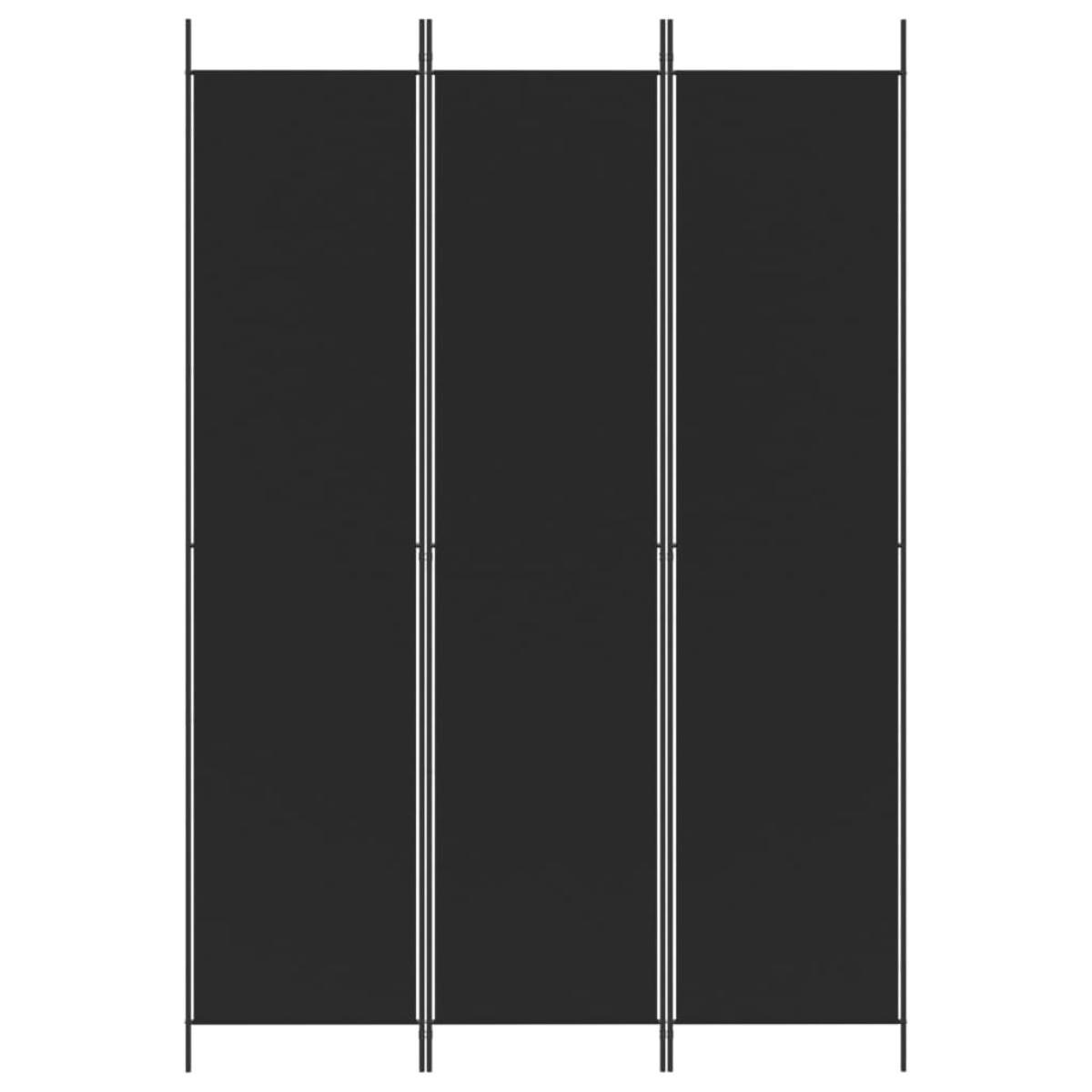 Biombo divisor de 3 paneles de tela negro 150x220 cm