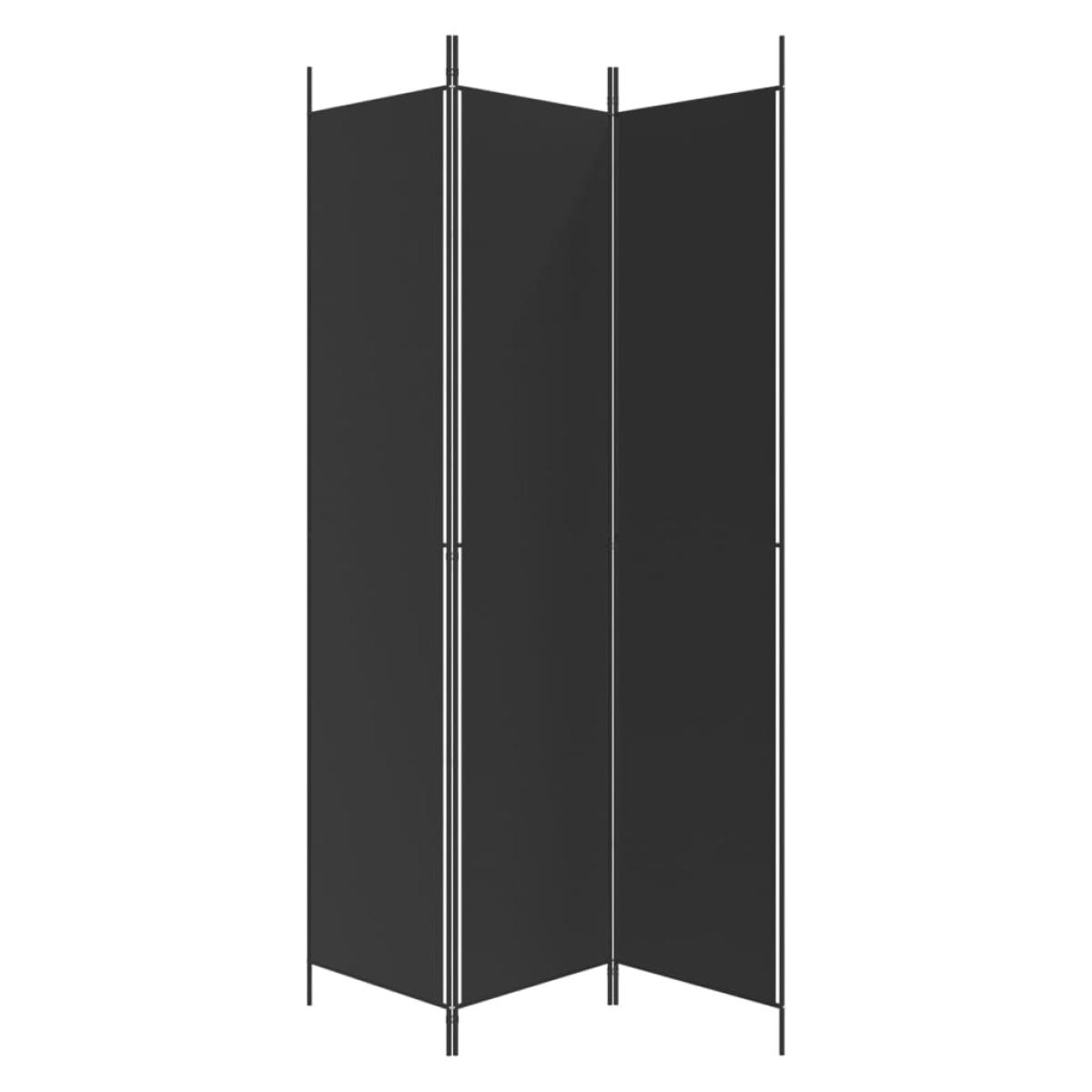 Biombo divisor de 3 paneles de tela negro 150x220 cm