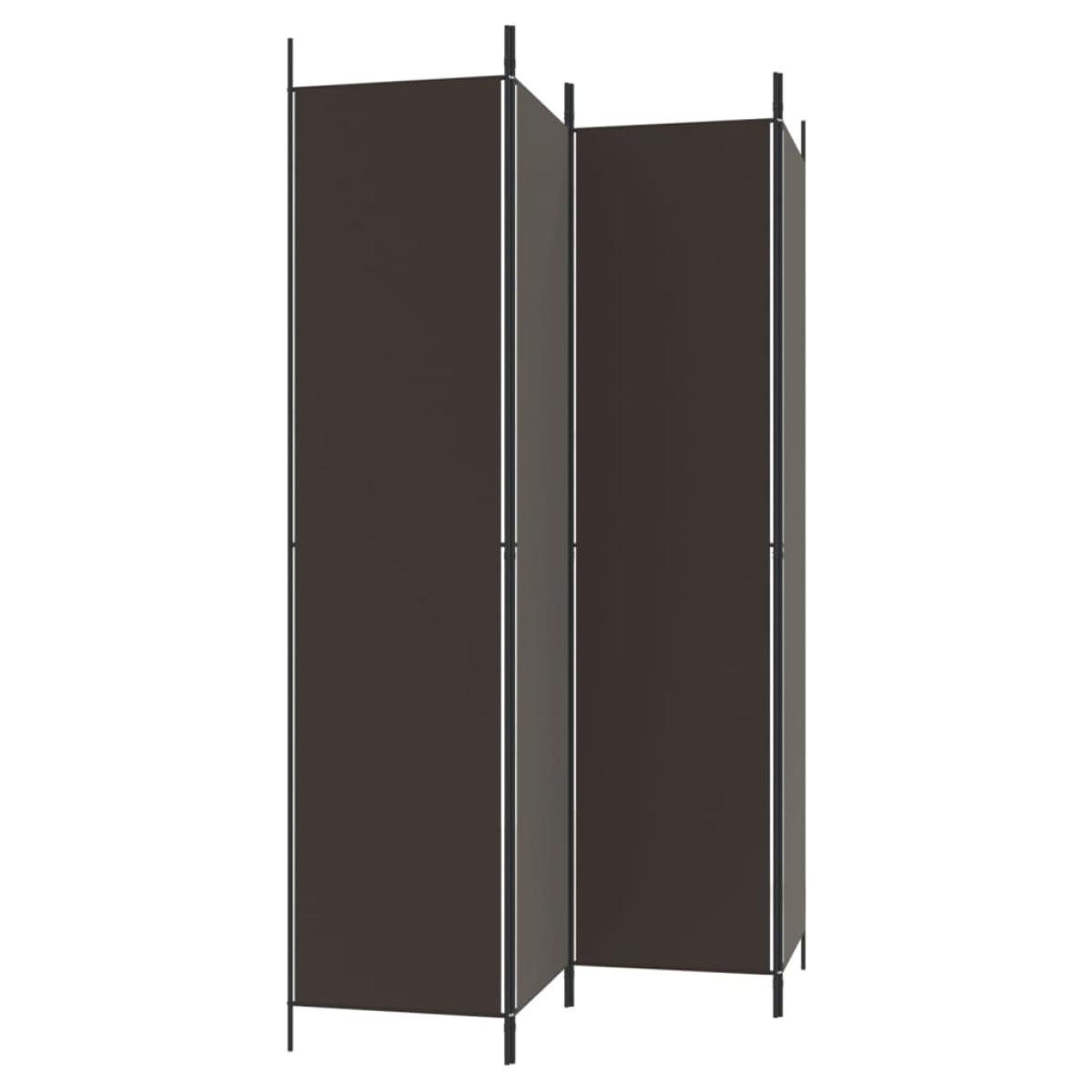  Biombo divisor de 4 paneles de tela marrón 200x220 cm
