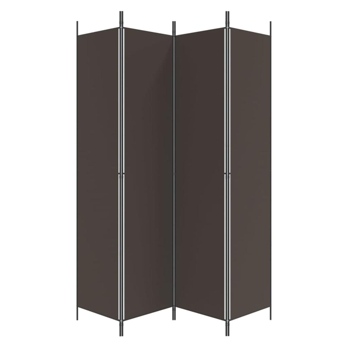  Biombo divisor de 4 paneles de tela marrón 200x220 cm