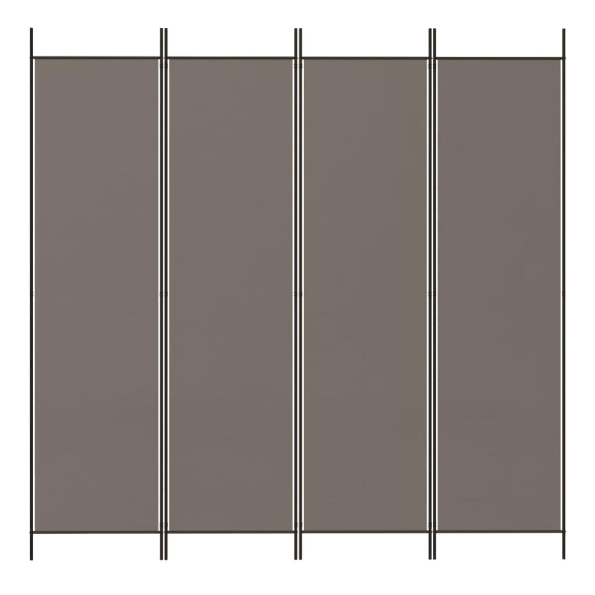  Biombo divisor de 4 paneles de tela gris antracita 200x220 cm