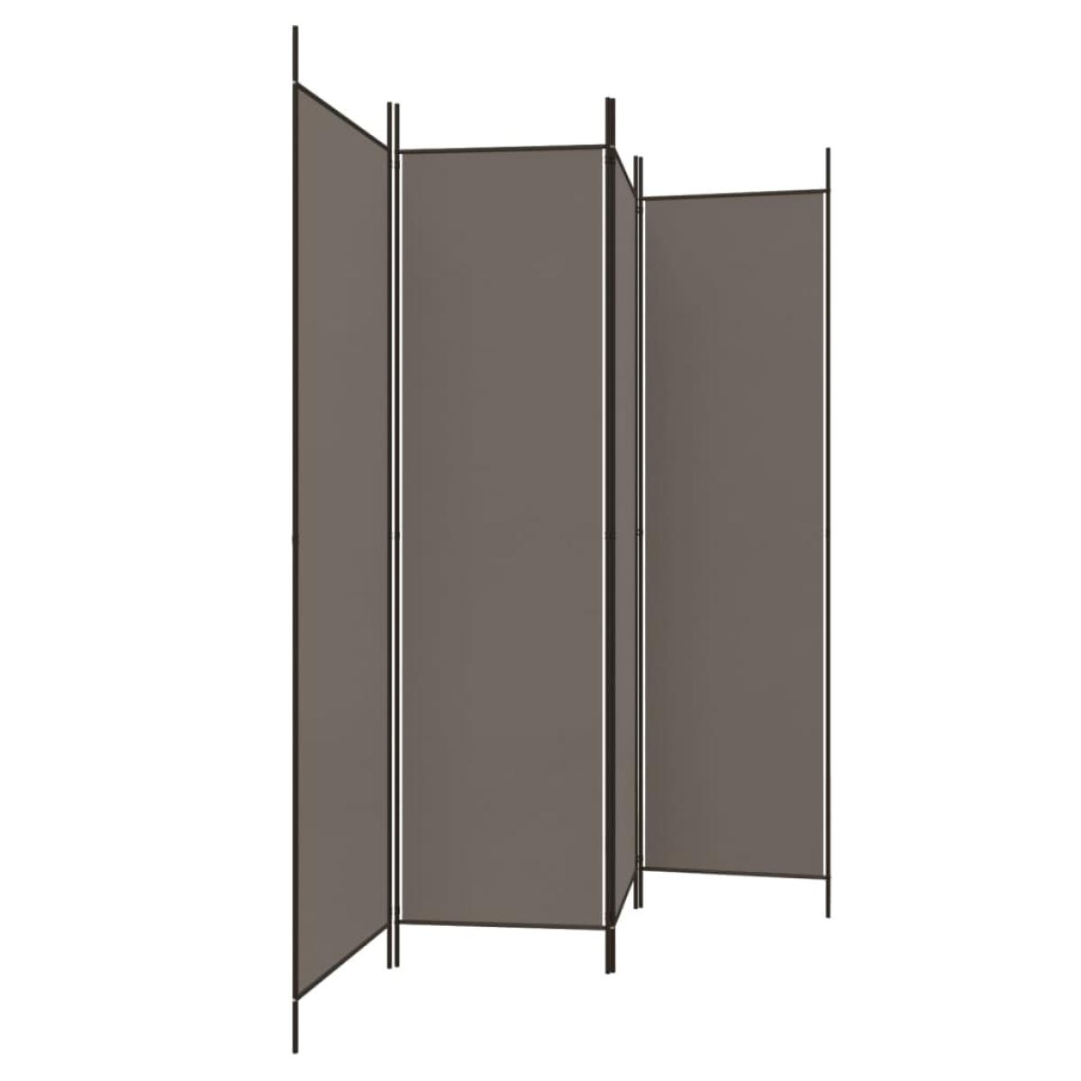  Biombo divisor de 4 paneles de tela gris antracita 200x220 cm