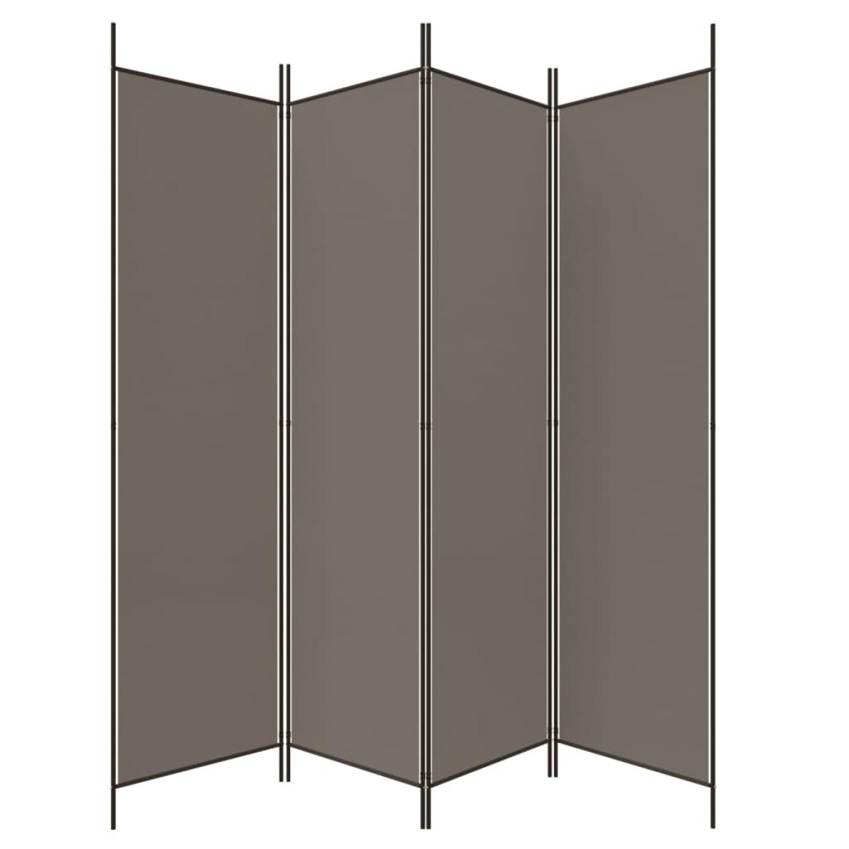  Biombo divisor de 4 paneles de tela gris antracita 200x220 cm