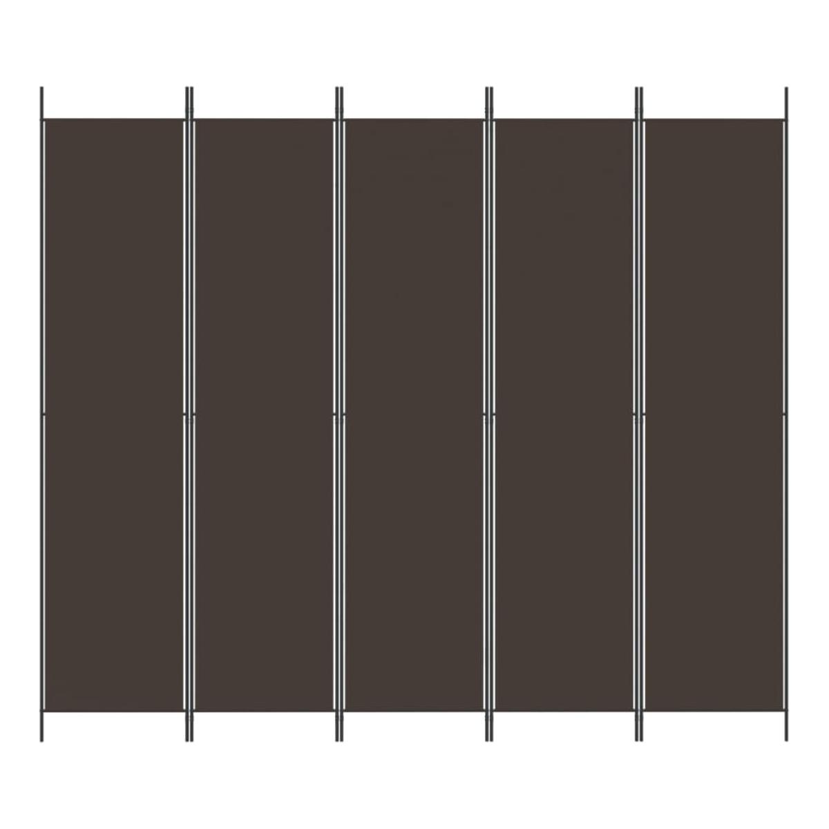 Biombo divisor de 5 paneles de tela marrón 250x220 cm