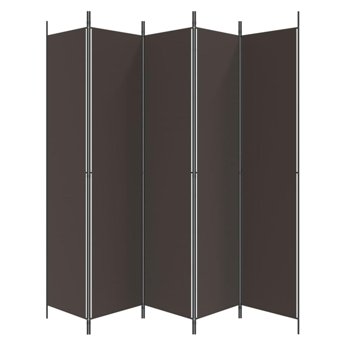 Biombo divisor de 5 paneles de tela marrón 250x220 cm