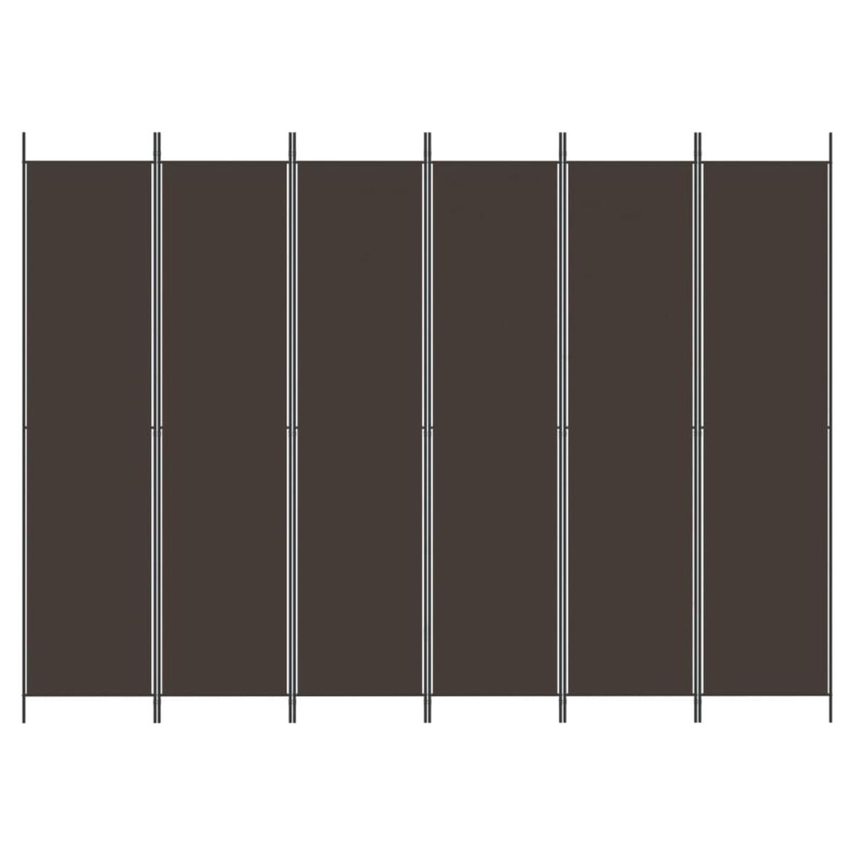 Biombo divisor de 6 paneles de tela marrón 300x220 cm