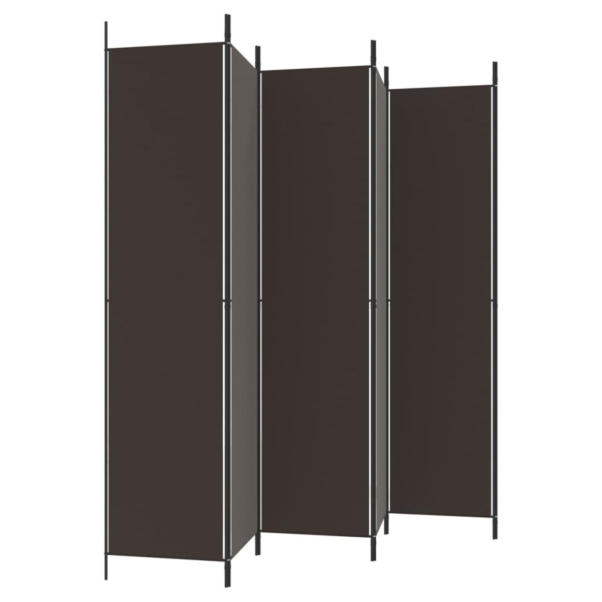 Biombo divisor de 6 paneles de tela marrón 300x220 cm