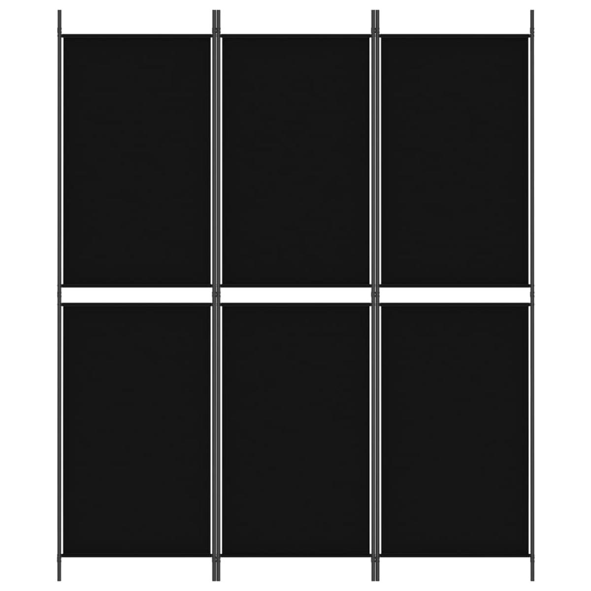 Biombo divisor de 3 paneles de tela negro 150x180 cm