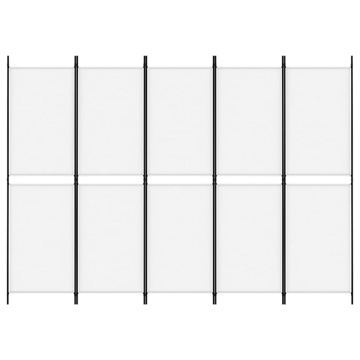 Biombo divisor de 5 paneles de tela blanco 250x180 cm
