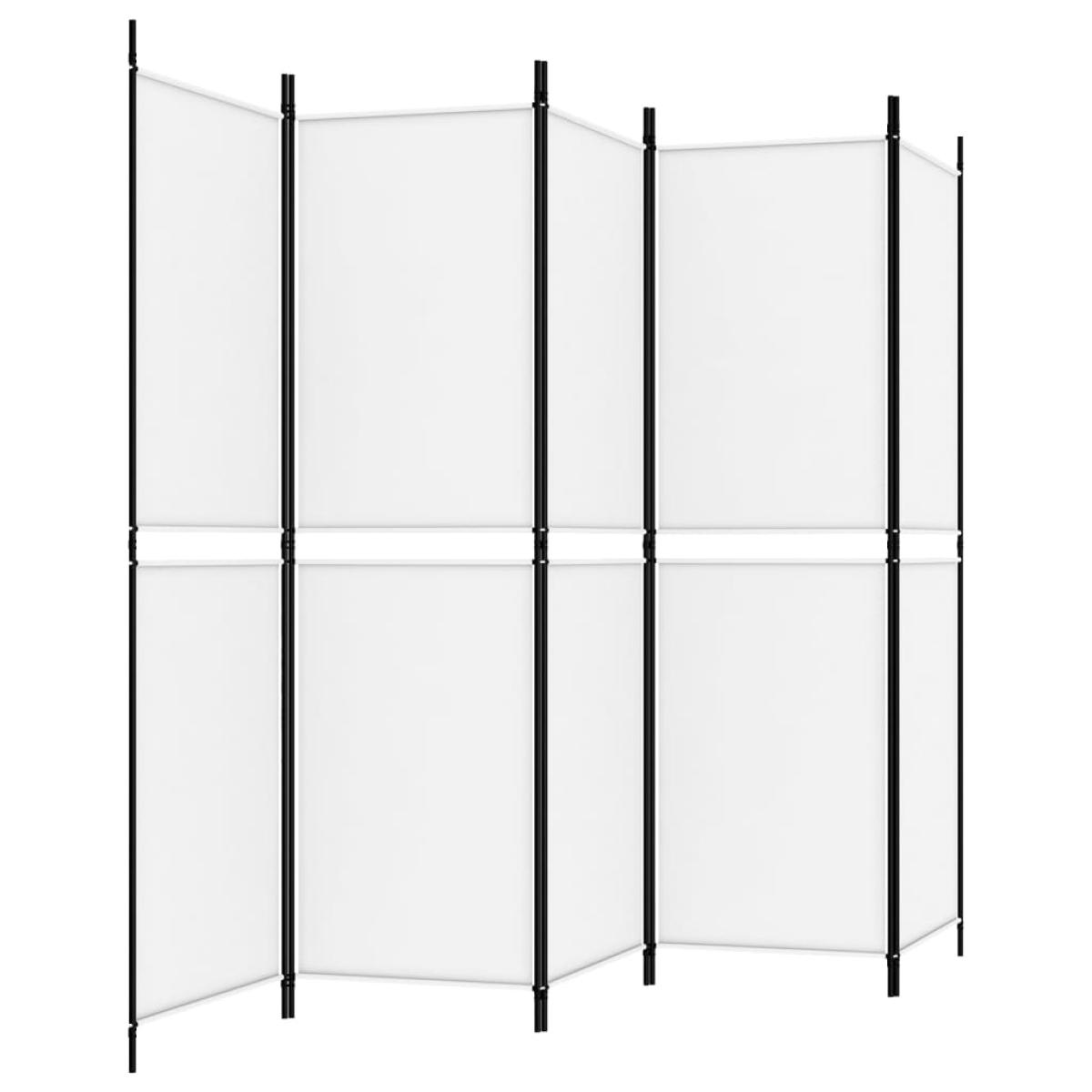 Biombo divisor de 5 paneles de tela blanco 250x180 cm