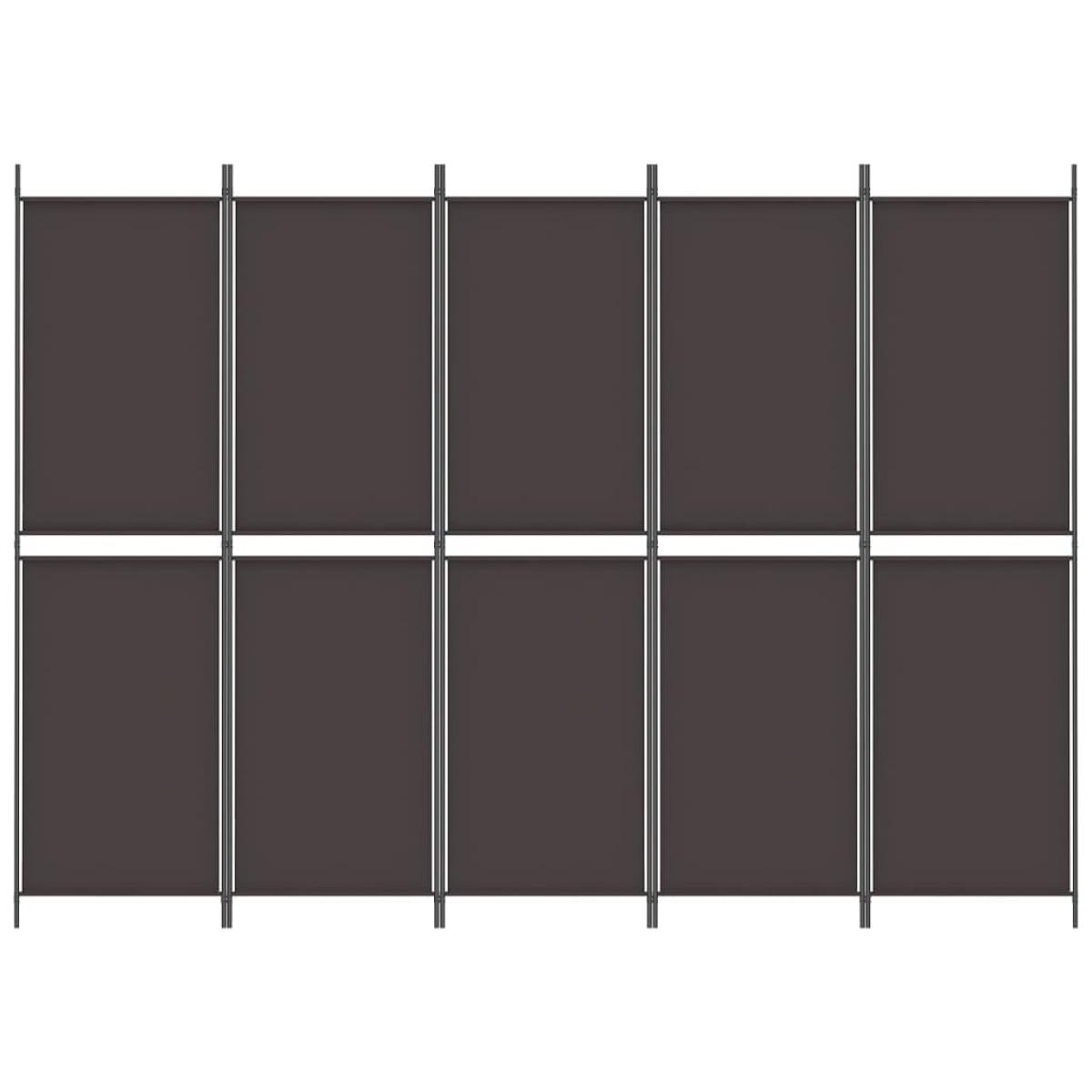 Biombo divisor de 5 paneles de tela marrón 250x180 cm