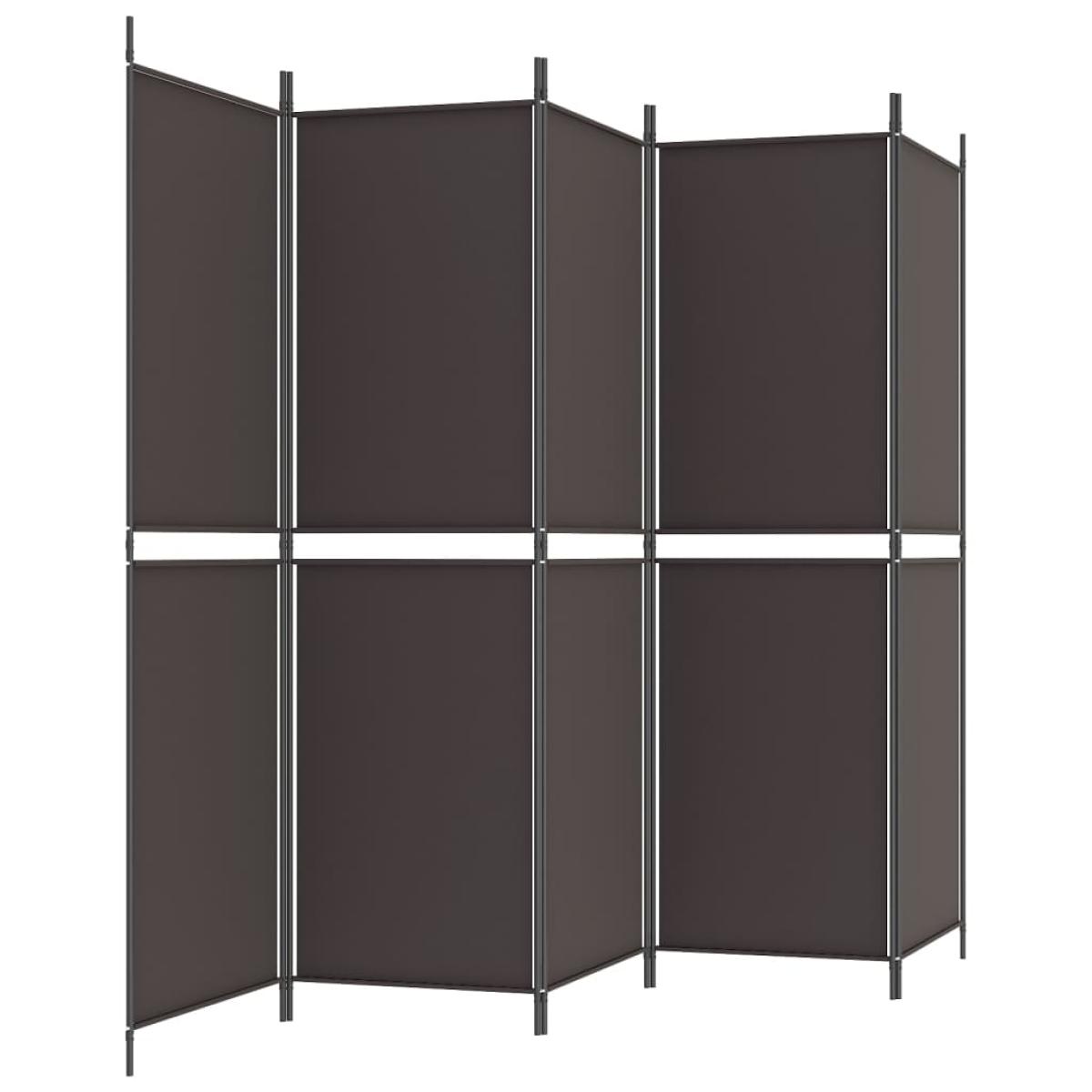Biombo divisor de 5 paneles de tela marrón 250x180 cm
