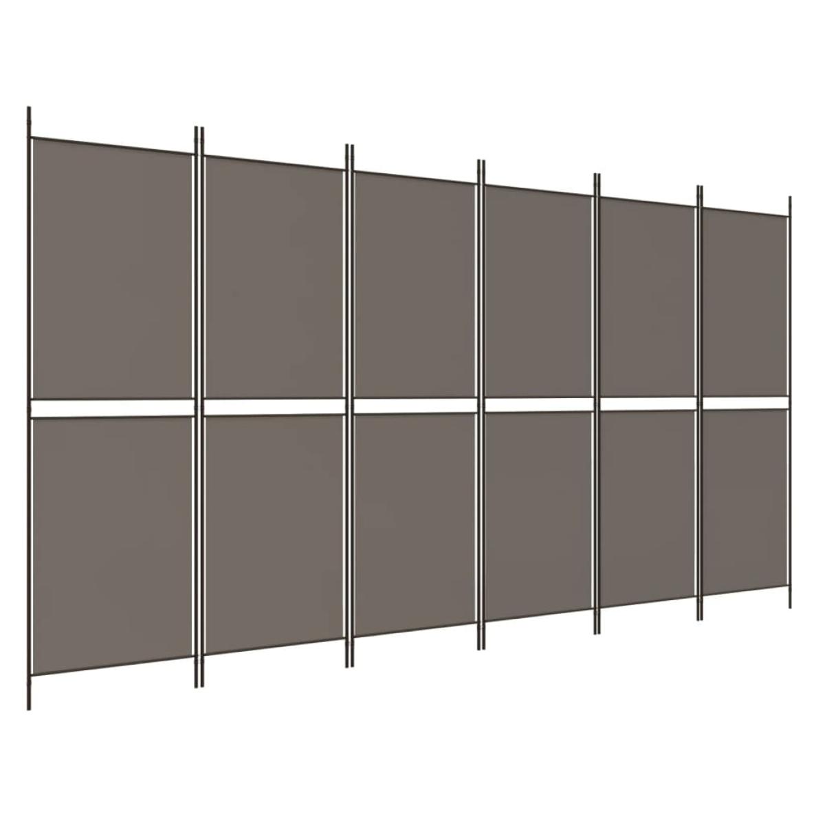 Biombo divisor de 6 paneles de tela gris antracita 300x180 cm