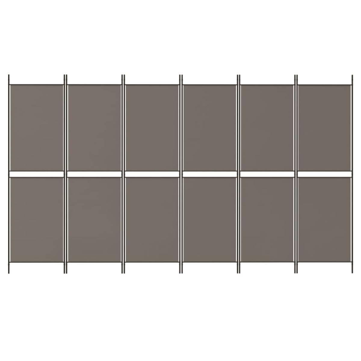 Biombo divisor de 6 paneles de tela gris antracita 300x180 cm