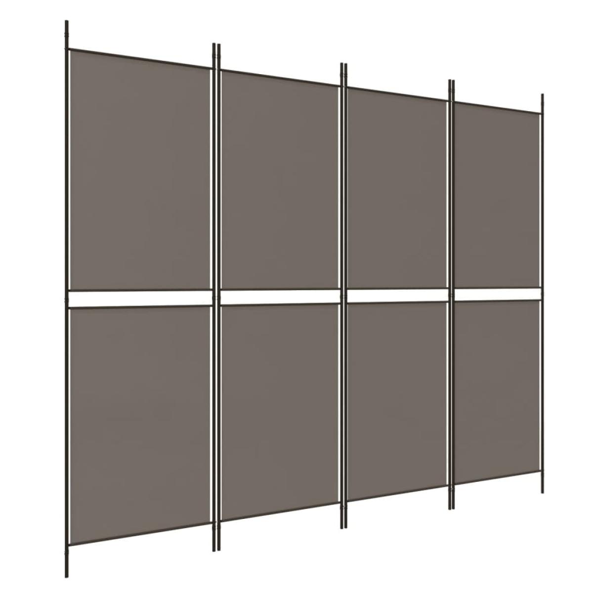 Biombo divisor de 4 paneles de tela gris antracita 200x200 cm