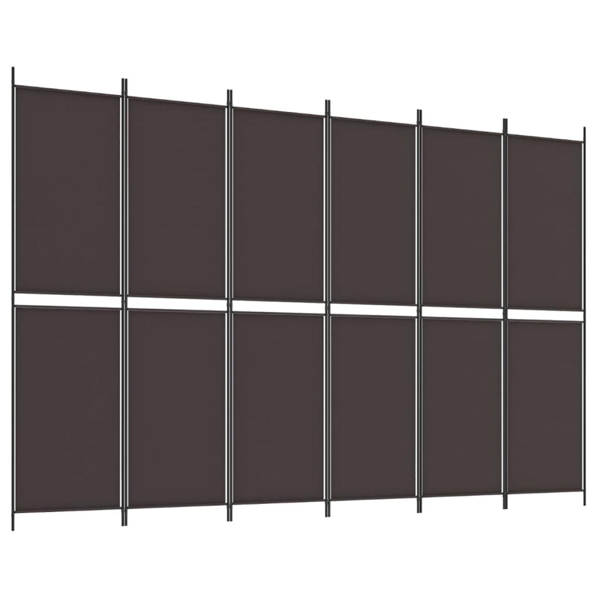 Biombo divisor de 6 paneles de tela marrón 300x200 cm