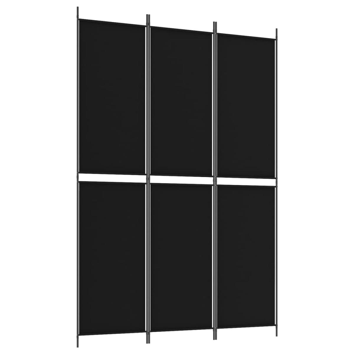 Biombo divisor de 3 paneles de tela negro 150x220 cm