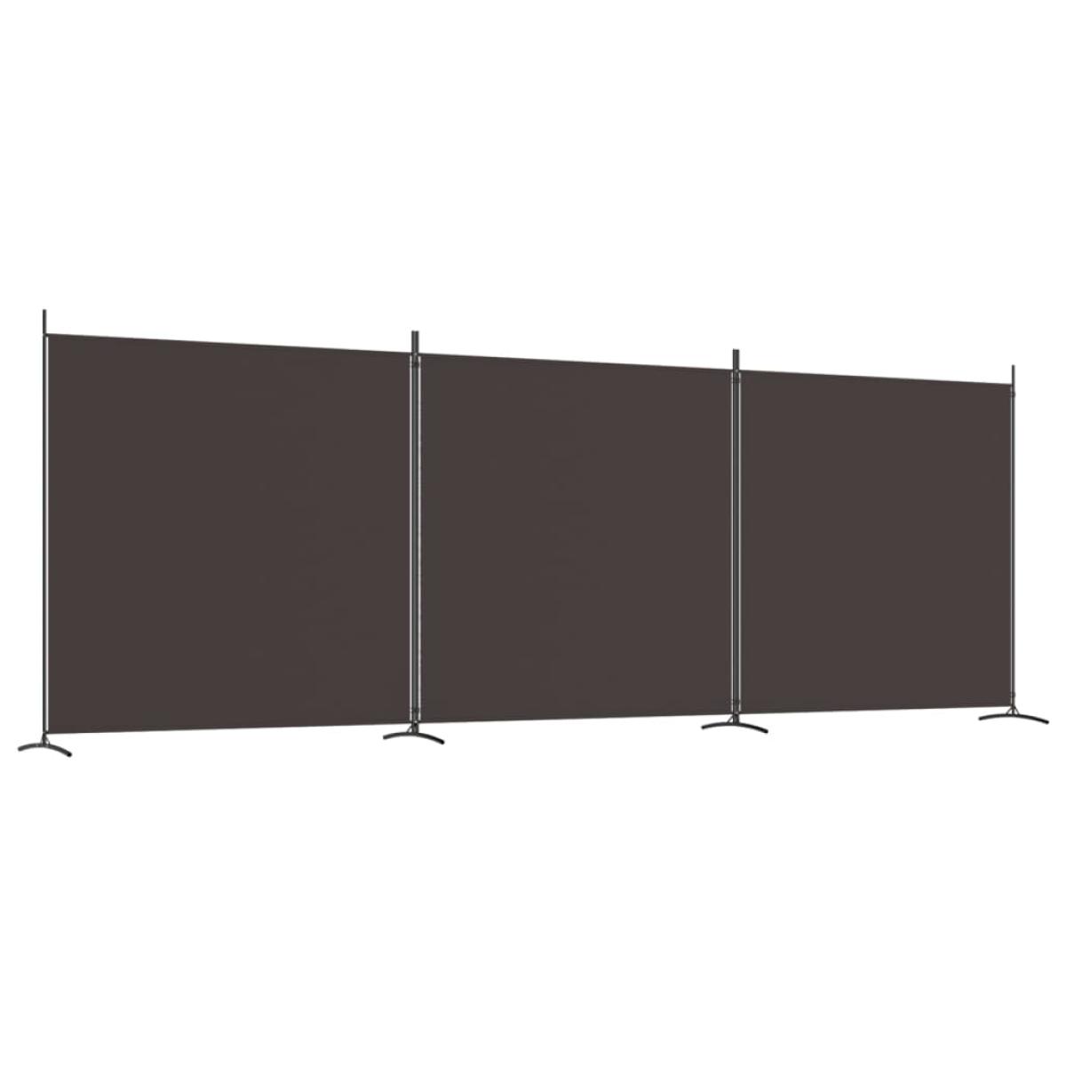 Biombo divisor de 3 paneles de tela marrón 525x180 cm