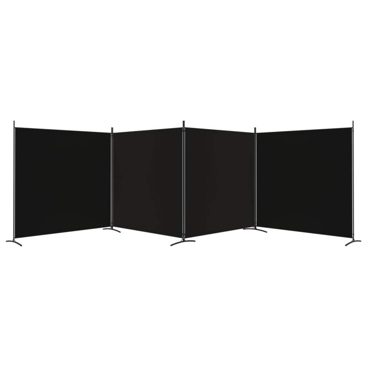 Biombo divisor de 4 paneles de tela negro 698x180 cm