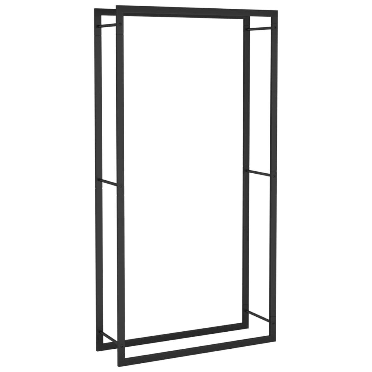 Leñero de acero negro mate 80x28x154 cm