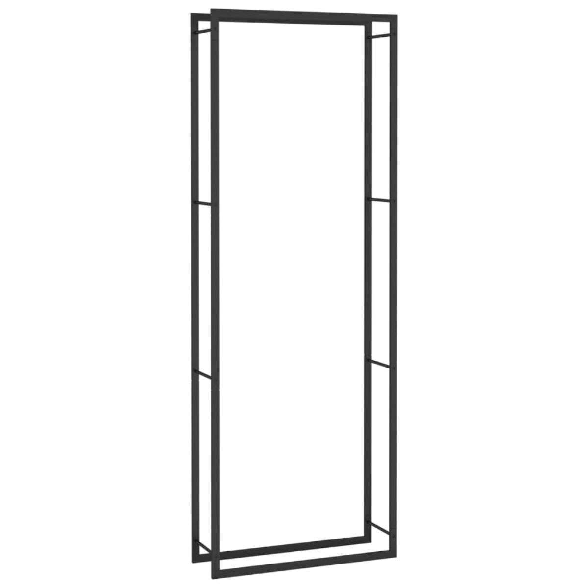 Leñero de acero negro mate 80x28x222 cm