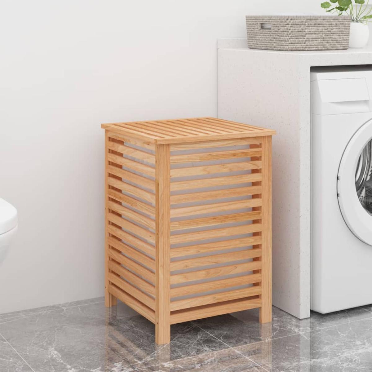 Cesto para la ropa madera maciza de nogal 45x45x65 cm