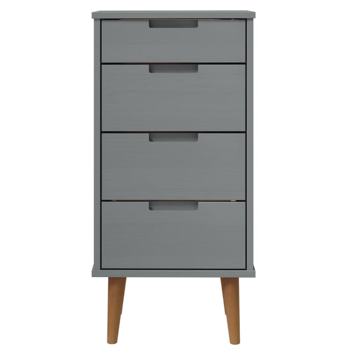 Mesita de noche MOLDE madera maciza de pino gris 40x35x82 cm