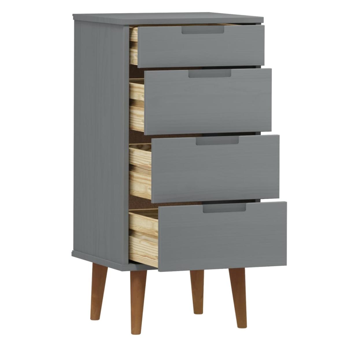 Mesita de noche MOLDE madera maciza de pino gris 40x35x82 cm
