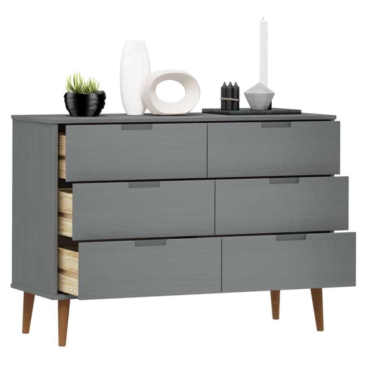 Mesita de noche MOLDE madera maciza de pino gris 113x40x80 cm