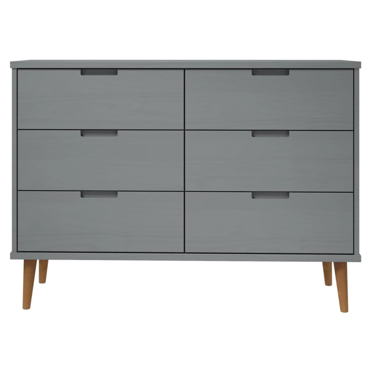 Mesita de noche MOLDE madera maciza de pino gris 113x40x80 cm