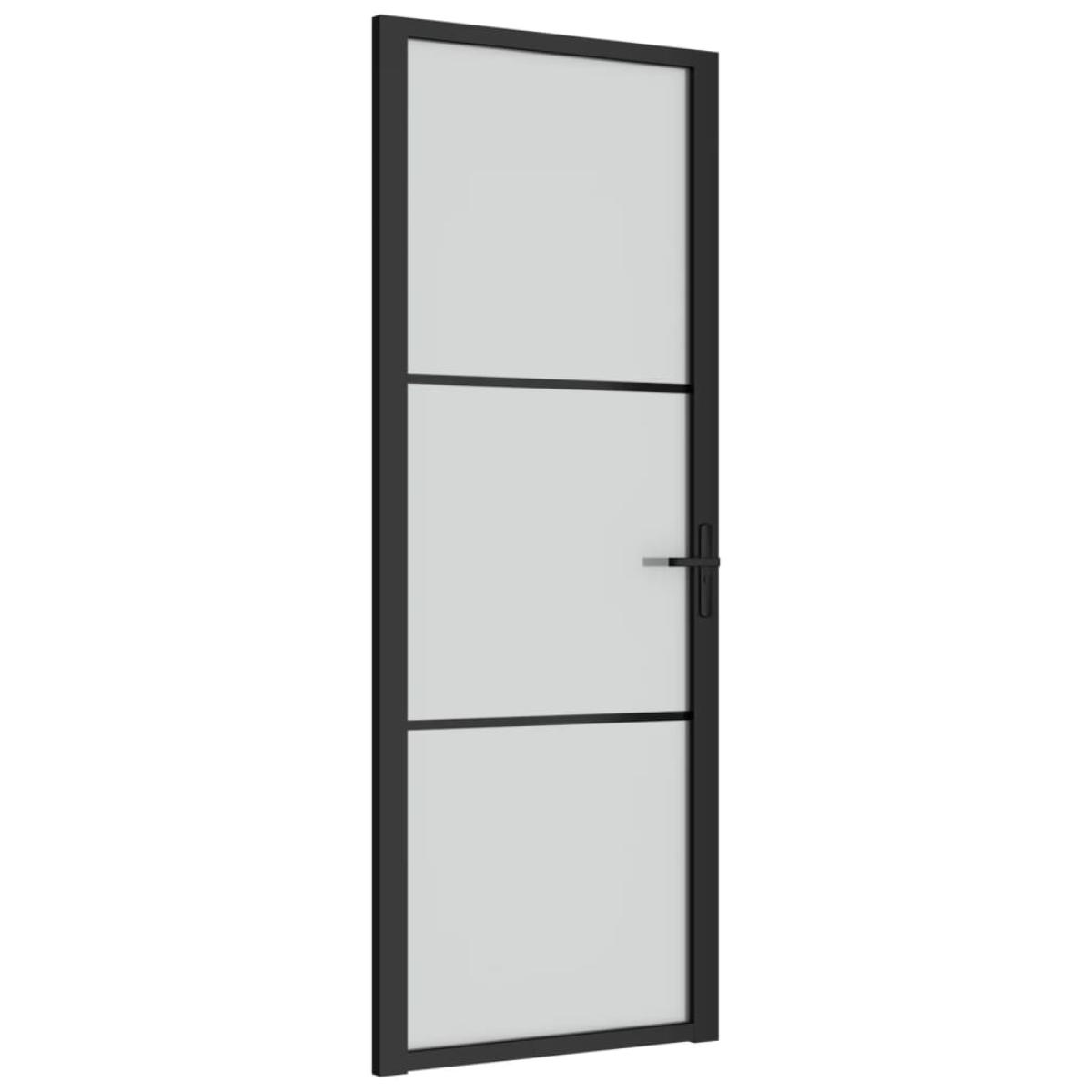 Puerta interior de vidrio y aluminio negro mate 76x201,5 cm