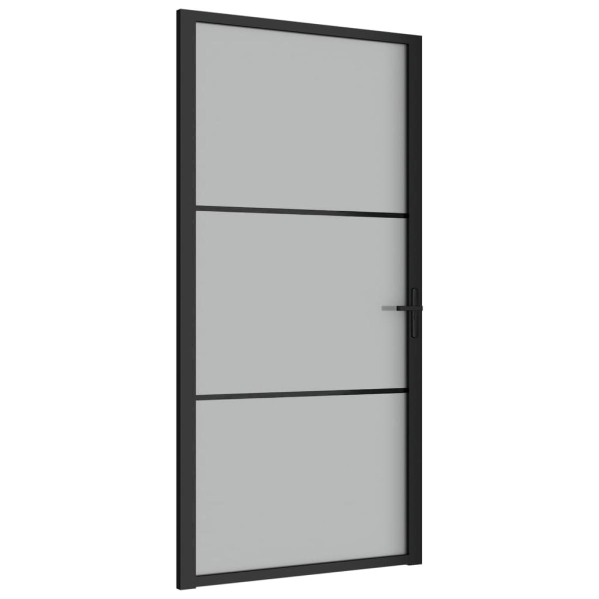 Puerta interior de vidrio y aluminio negro mate 102,5x201,5 cm