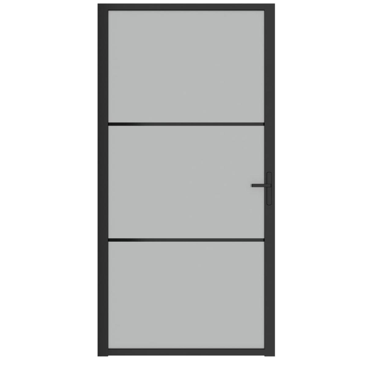 Puerta interior de vidrio y aluminio negro mate 102,5x201,5 cm