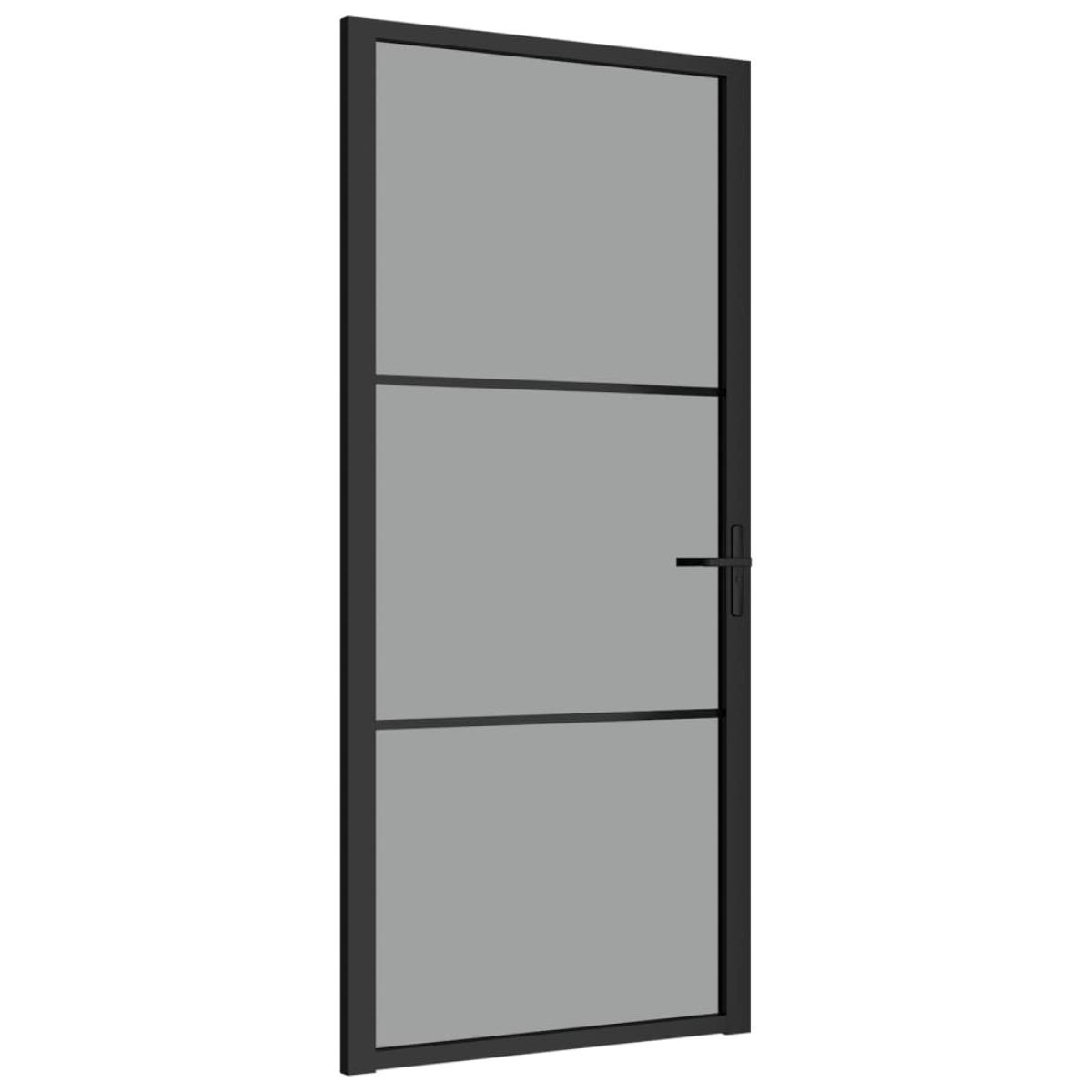 Puerta interior vidrio EGS y aluminio negro 93x201,5 cm