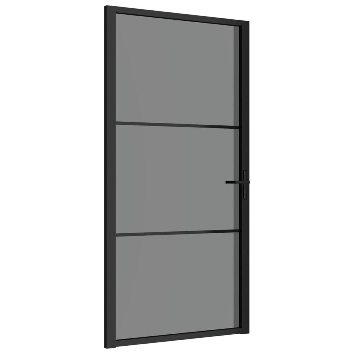 Puerta interior vidrio EGS y aluminio negro 102,5x201,5 cm