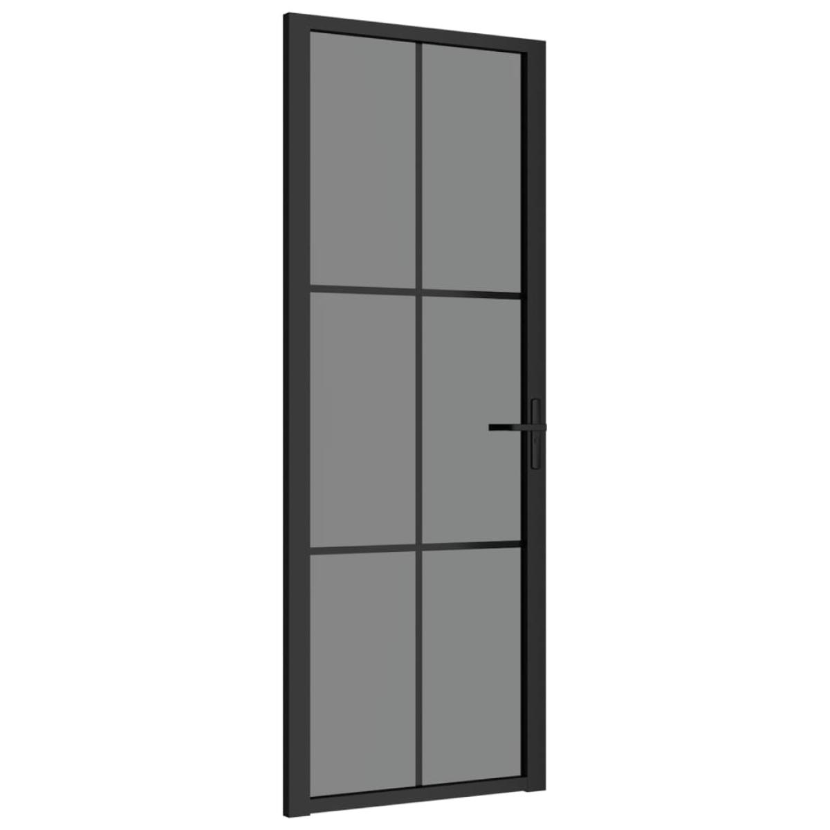 Puerta interior vidrio EGS y aluminio negro 76x201,5 cm