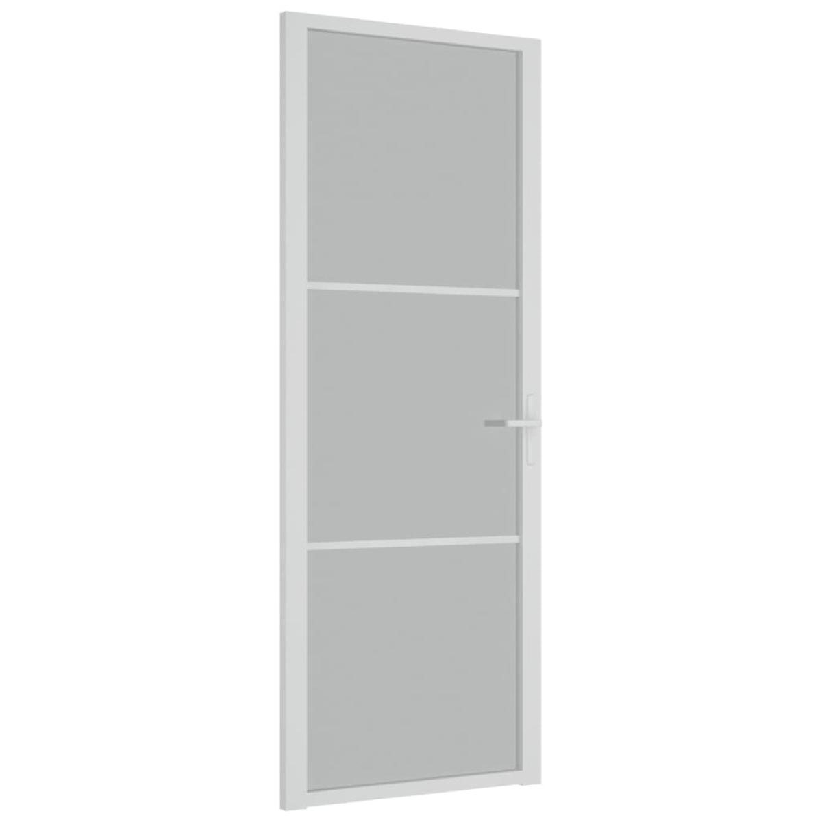 Puerta interior de vidrio y aluminio blanco mate 76x201,5 cm