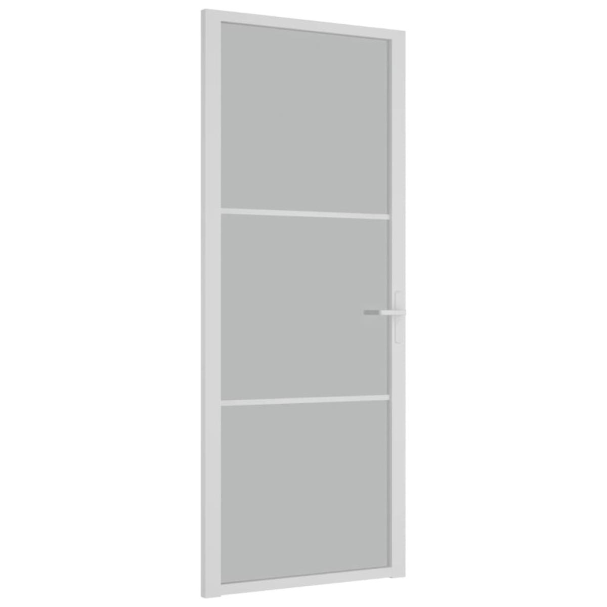 Puerta interior de vidrio y aluminio blanco mate 83x201,5 cm