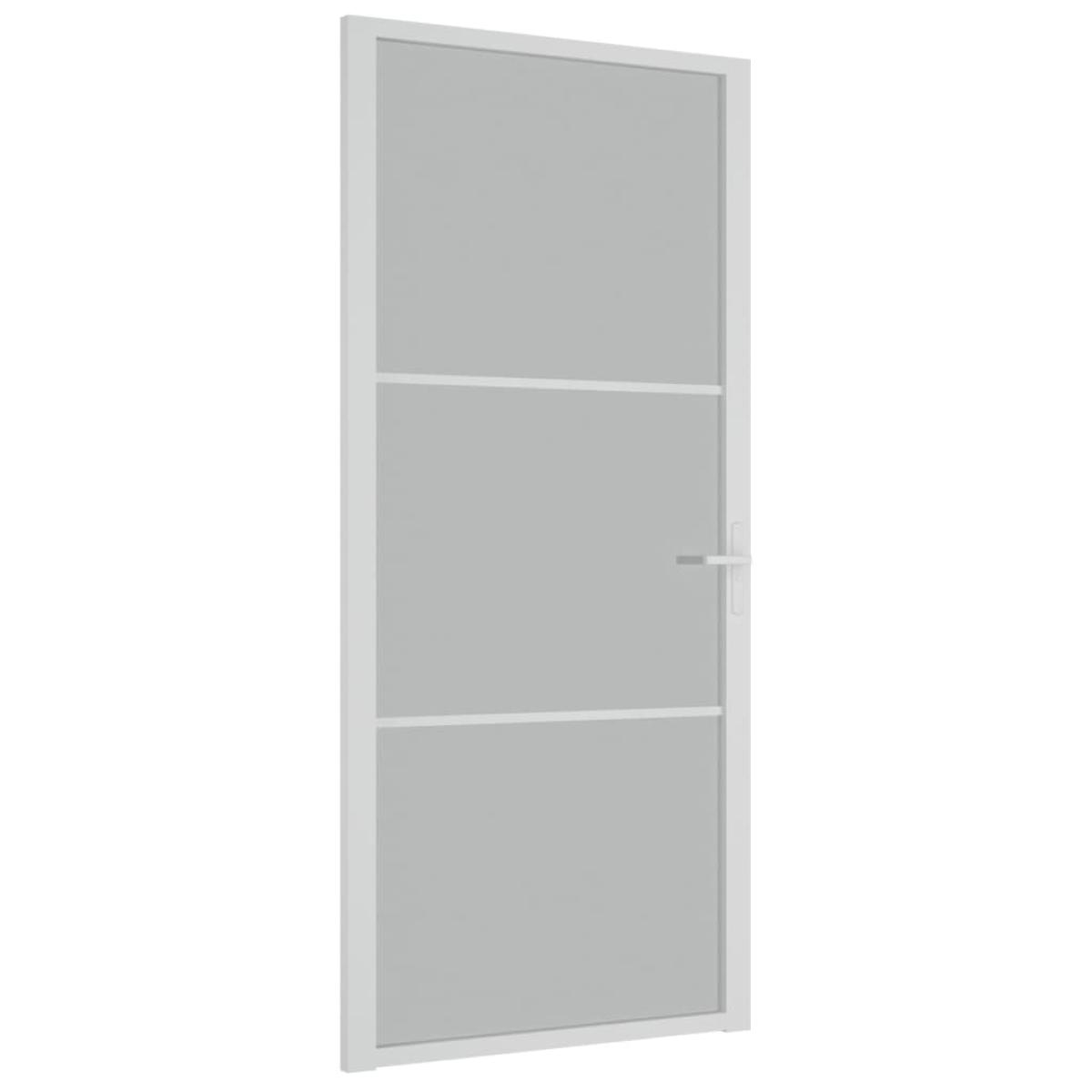 Puerta interior de vidrio y aluminio blanco mate 93x201,5 cm