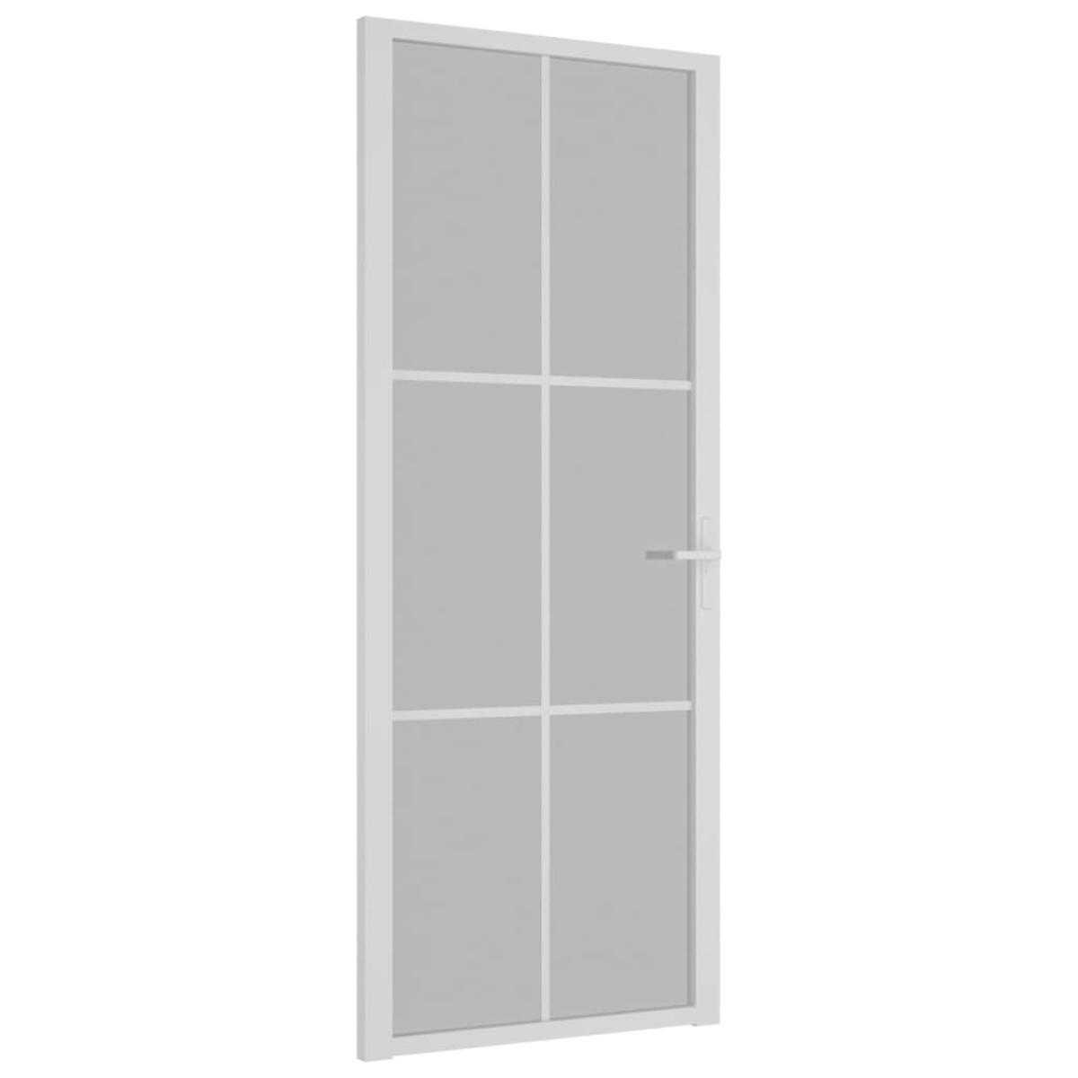 Puerta interior de vidrio y aluminio blanco mate 83x201,5 cm