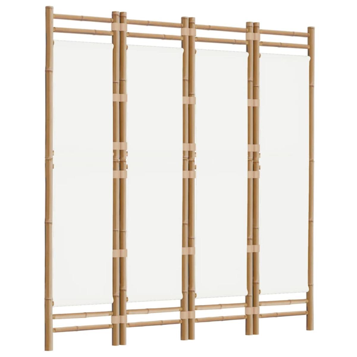 Biombo plegable de 4 paneles bambú y lona 160 cm