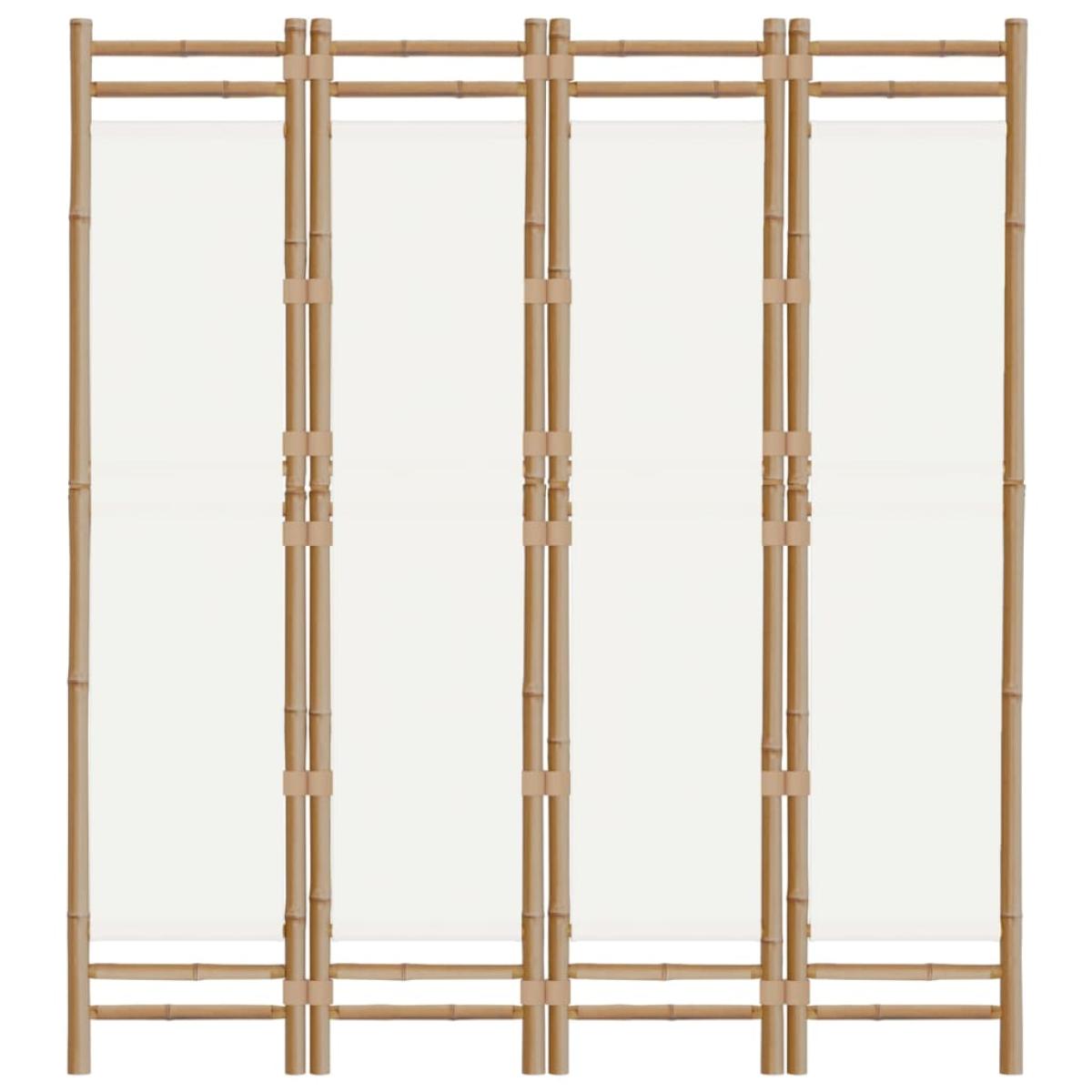 Biombo plegable de 4 paneles bambú y lona 160 cm
