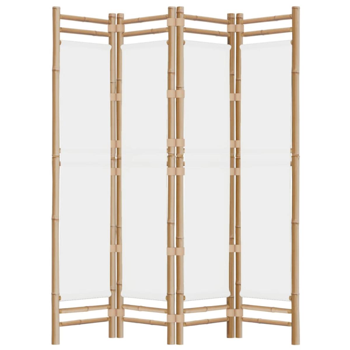 Biombo plegable de 4 paneles bambú y lona 160 cm