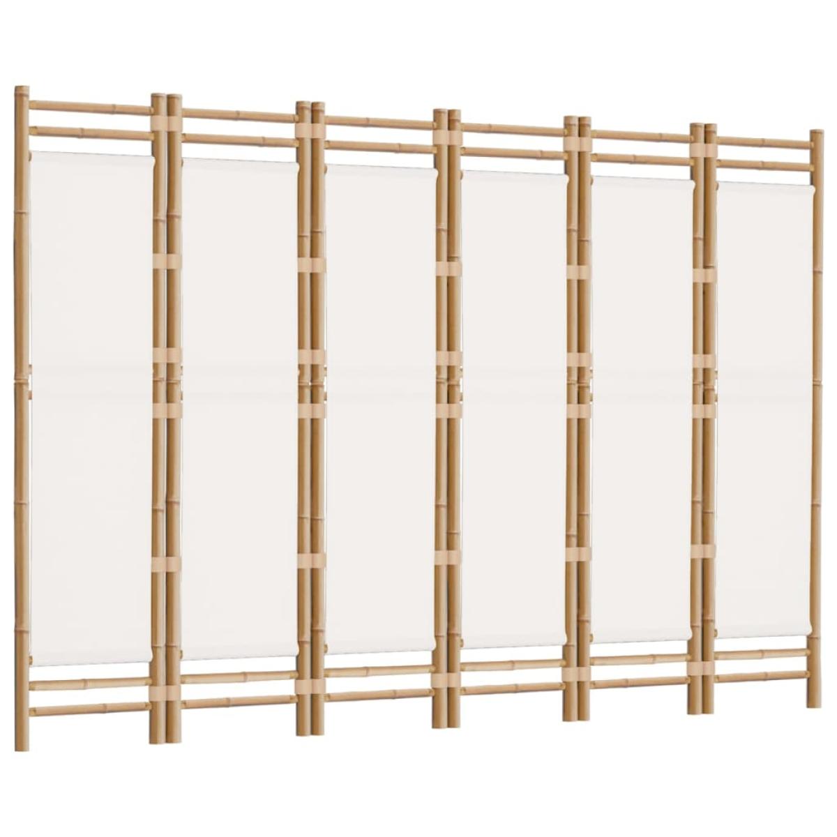 Biombo plegable de 6 paneles bambú y lona 240 cm
