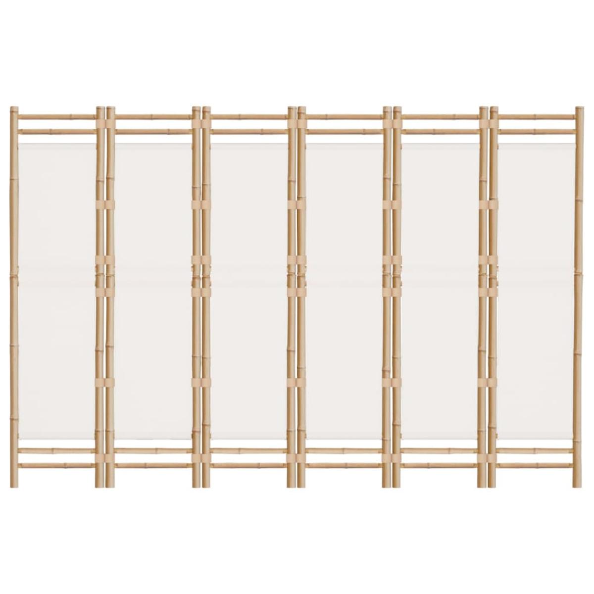 Biombo plegable de 6 paneles bambú y lona 240 cm