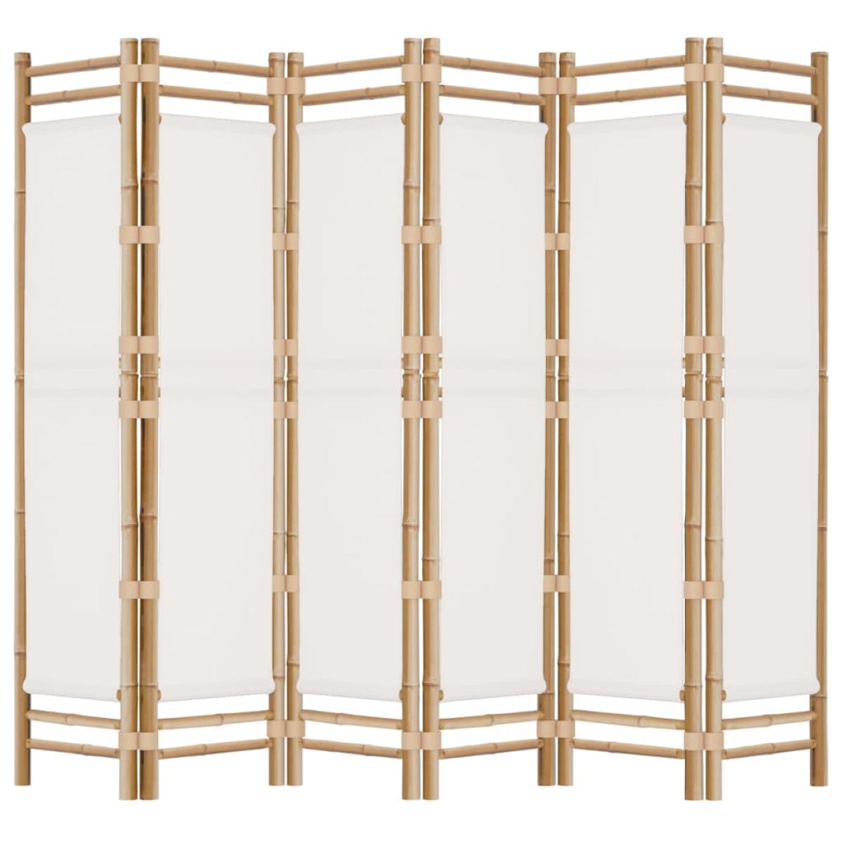 Biombo plegable de 6 paneles bambú y lona 240 cm