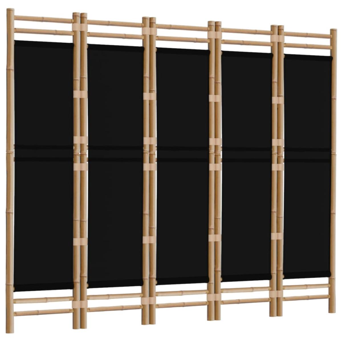 Biombo plegable de 5 paneles bambú y lona 200 cm